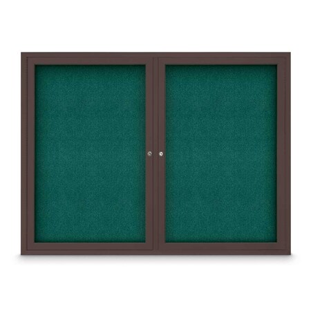 United Visual Products Sliding Door Indoor Enclosed Corkboard, 9 UV9029ACS-WHITE-PEARL